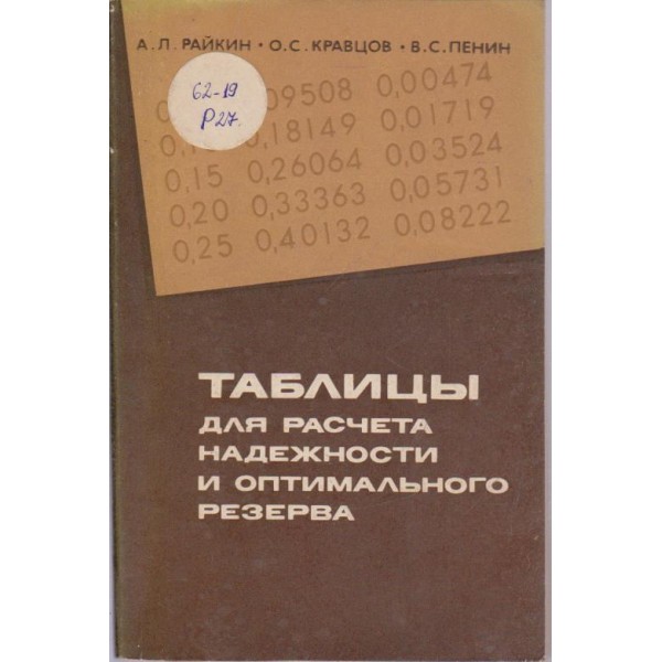 Таблици для расчета надежности и оптимального резерва