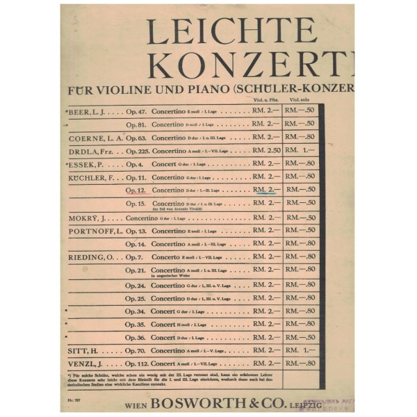 Leichte konzerte fur violine und piano
