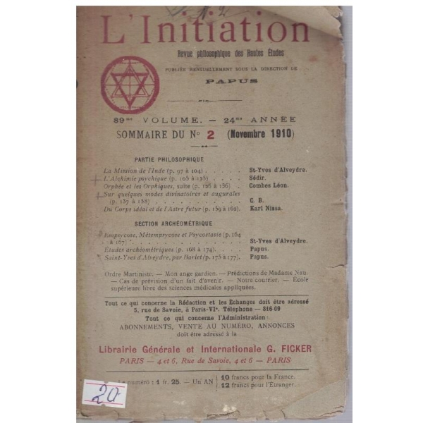 L'Initiation revue philosophique des hautes etudes №2/1910
