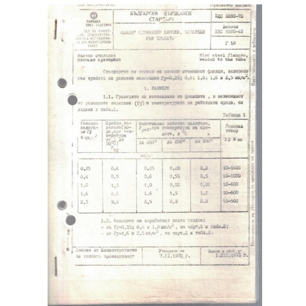 БДС 3280-72 фланци стоманени плоски